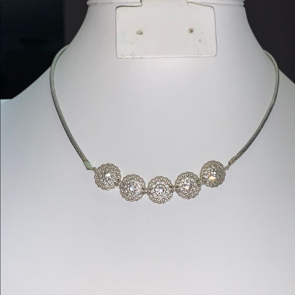 Choker Necklace Silver in Color Signed LC